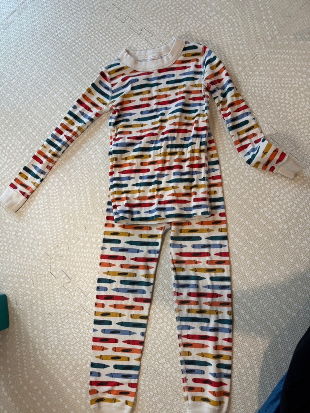 Hanna Andersson Cream Striped Crayon Print Pajama Set